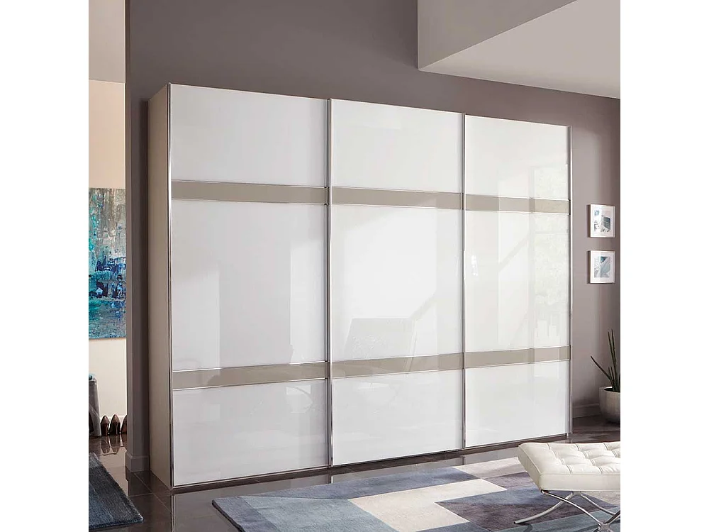 Kleiderschrank in Weiß und Hellgrau Made in Germany