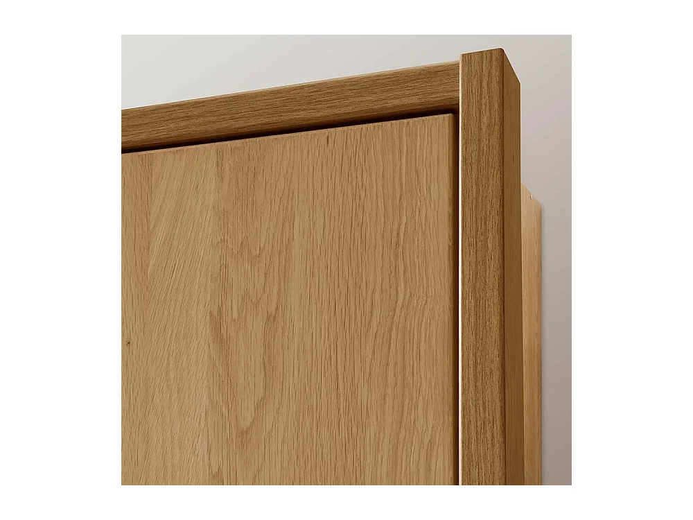 Schlafzimmerschrank in Beige Glas beschichtet Eiche Massivholz