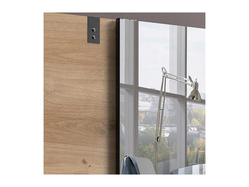 Kleiderschrank 2 Schiebetüren in Plankeneiche Holzoptik Spiegel