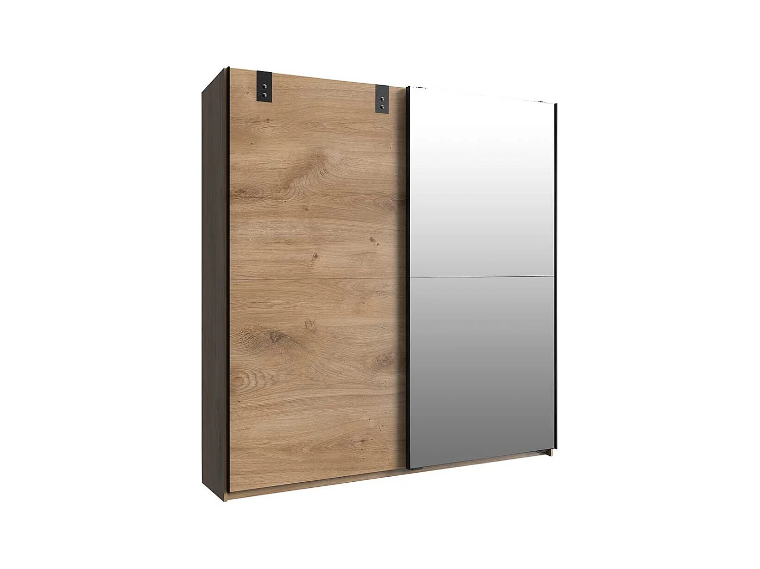 Kleiderschrank 2 Schiebetüren in Plankeneiche Holzoptik Spiegel