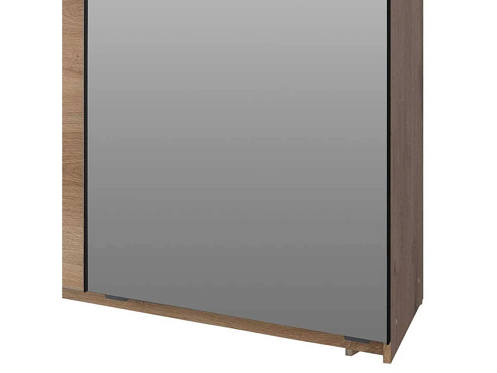 Kleiderschrank 2 Schiebetüren in Plankeneiche Holzoptik Spiegel