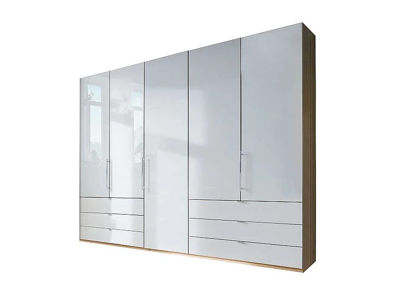 Großer Kleiderschrank in Weiß und Eiche Bianco 250 cm breit