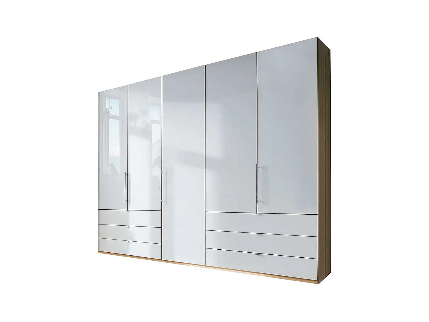 Großer Kleiderschrank in Weiß und Eiche Bianco 250 cm breit