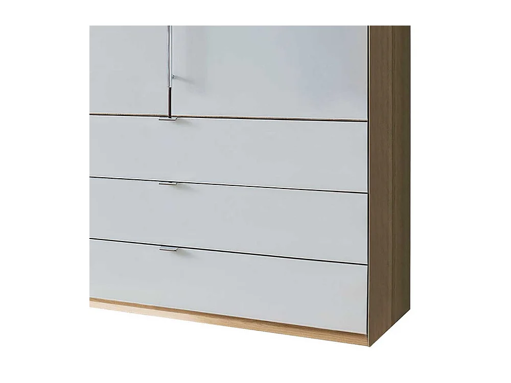 Großer Kleiderschrank in Weiß und Eiche Bianco 250 cm breit