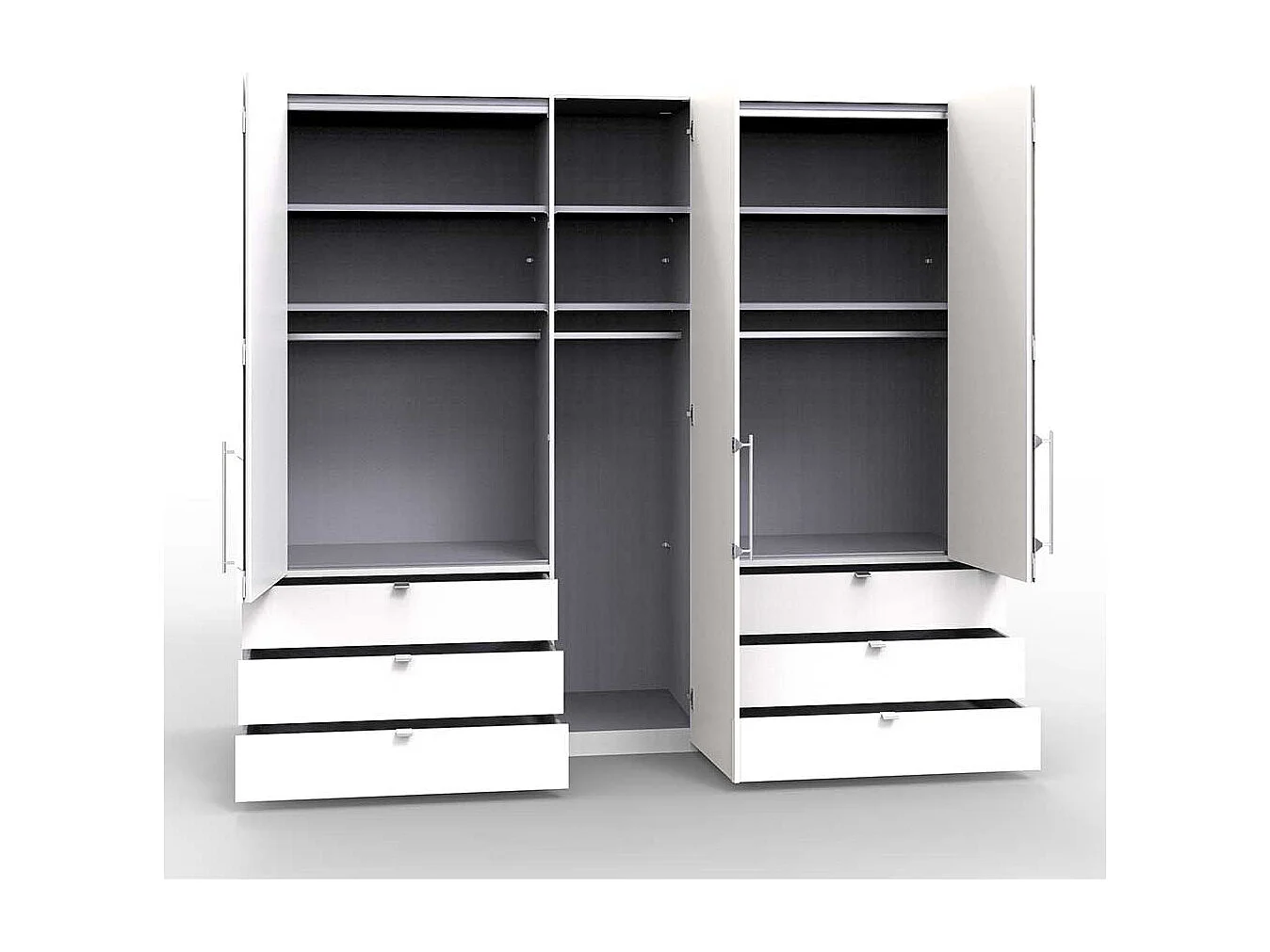 Großer Kleiderschrank in Weiß und Eiche Bianco 250 cm breit
