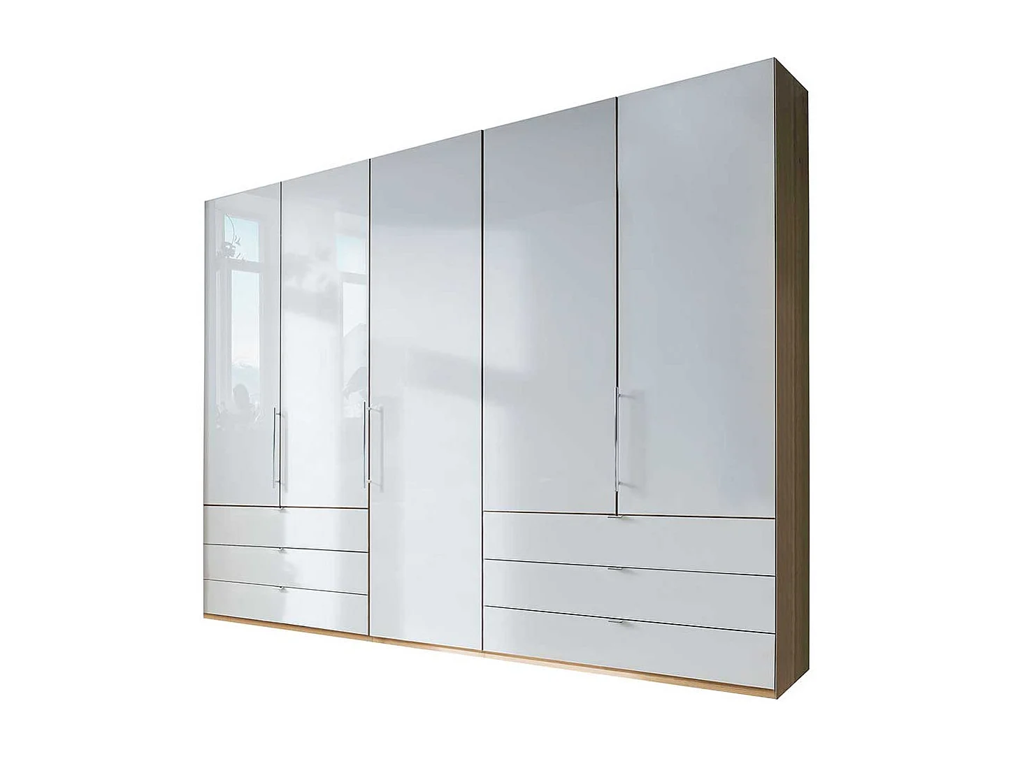 Großer Kleiderschrank in Weiß und Eiche Bianco 250 cm breit