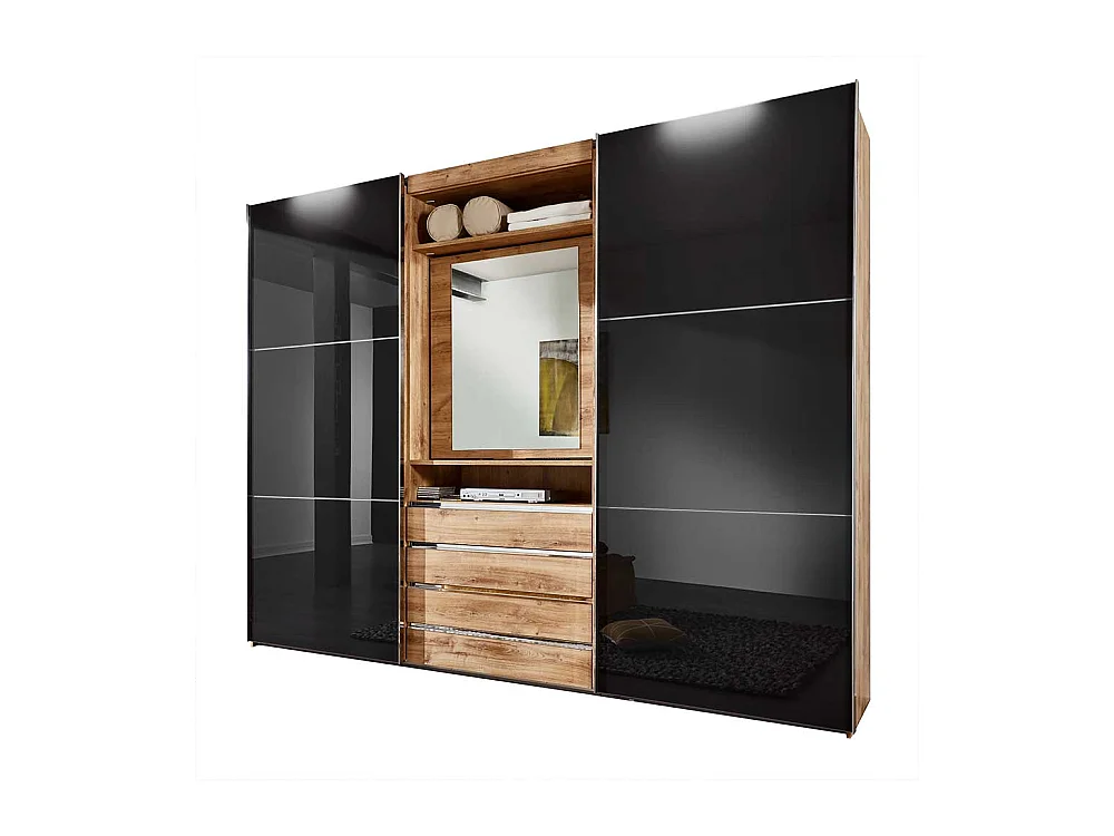 Moderner Kleiderschrank in Dunkelgrau Plankeneiche Holzoptik