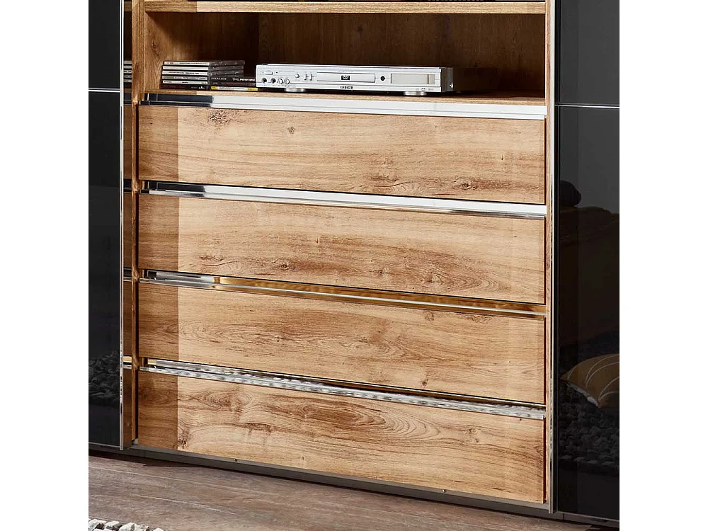 Moderner Kleiderschrank in Dunkelgrau Plankeneiche Holzoptik