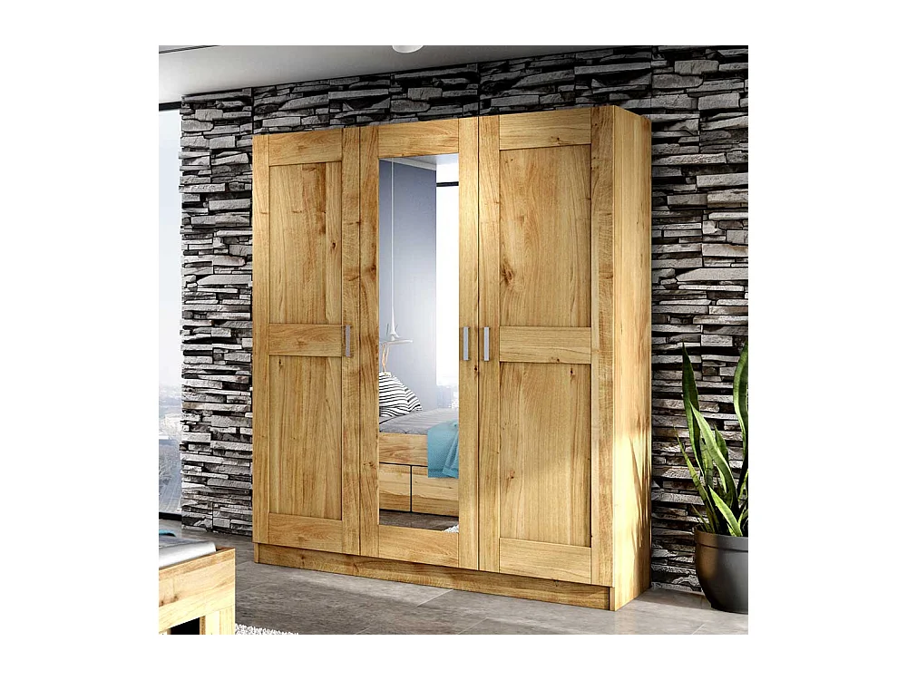 Spiegeltür Kleiderschrank in Wildeichefarben 205 cm hoch