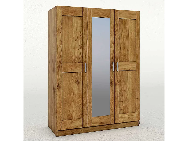 Spiegeltür Kleiderschrank in Wildeichefarben 205 cm hoch