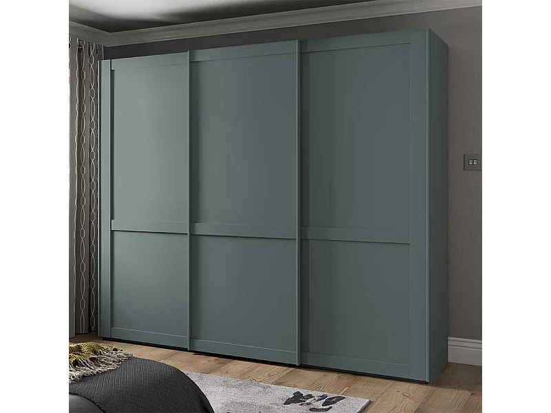 Schwebetuerenschrank modern im Landhausstil Graugrün