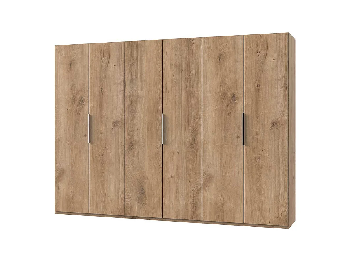 Kleiderschrank mit 6 Türen in Plankeneiche Holzoptik 300 cm breit