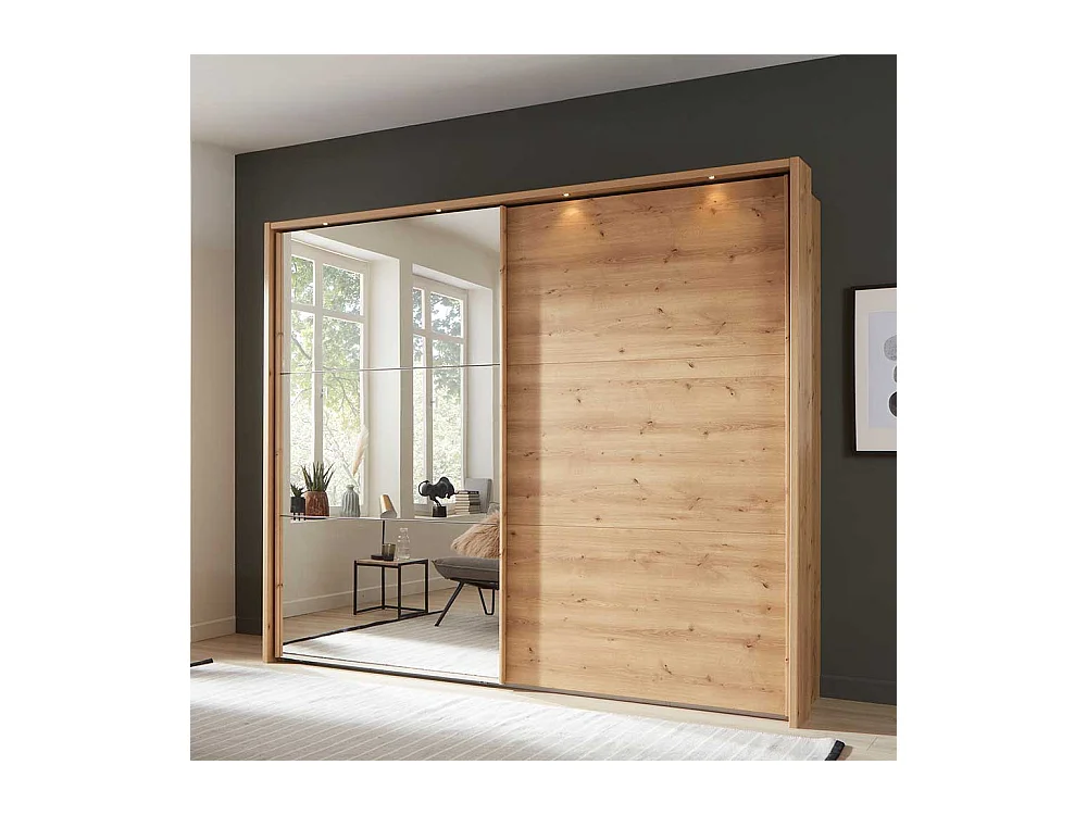 Schwebetürenkleiderschrank in Eiche Bianco Made in Germany