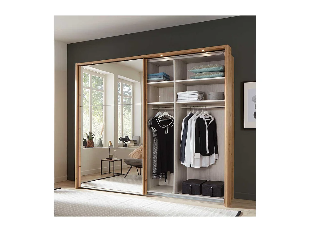 Schwebetürenkleiderschrank in Eiche Bianco Made in Germany