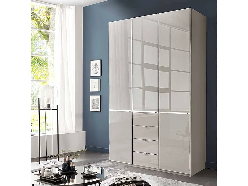 Jugendkleiderschrank Schlafzimmerschrank in Hellgrau mit vier Schubladen