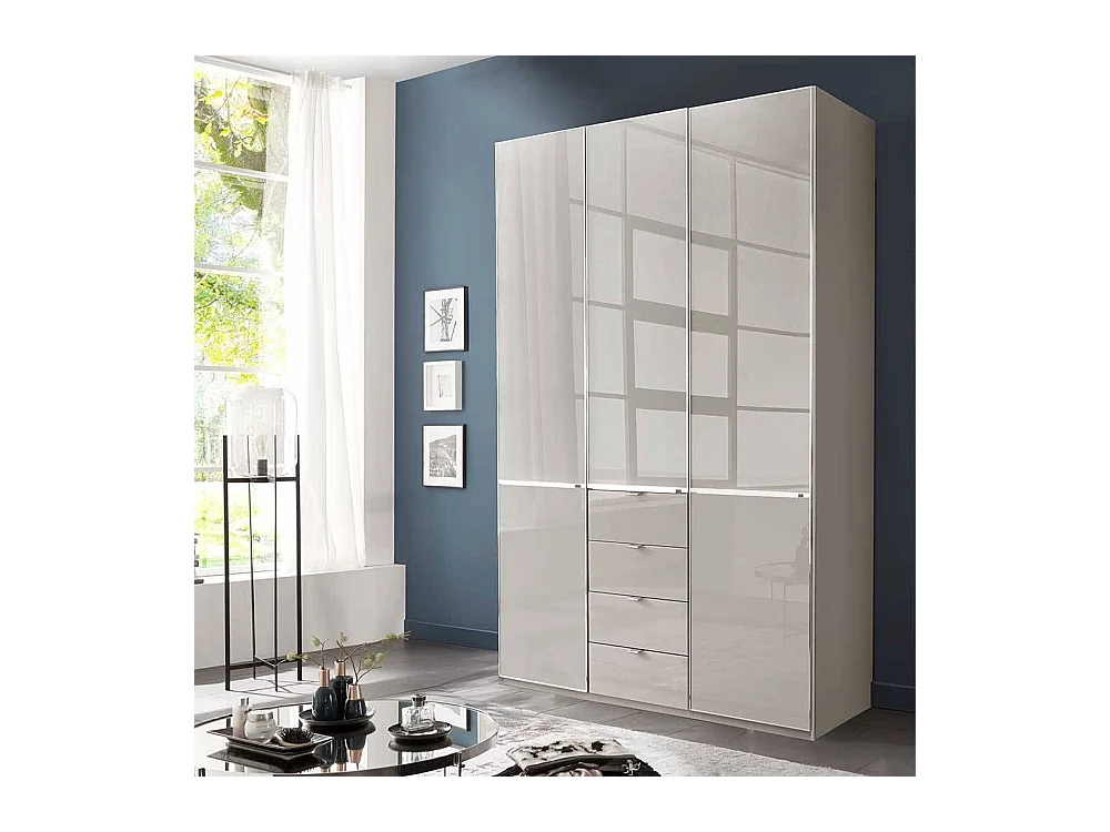 Jugendkleiderschrank Schlafzimmerschrank in Hellgrau mit vier Schubladen