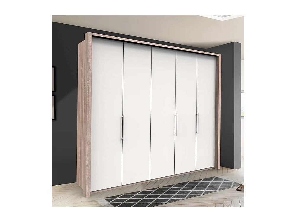 Falttüren Kleiderschrank in Weiß Eiche Sägerau