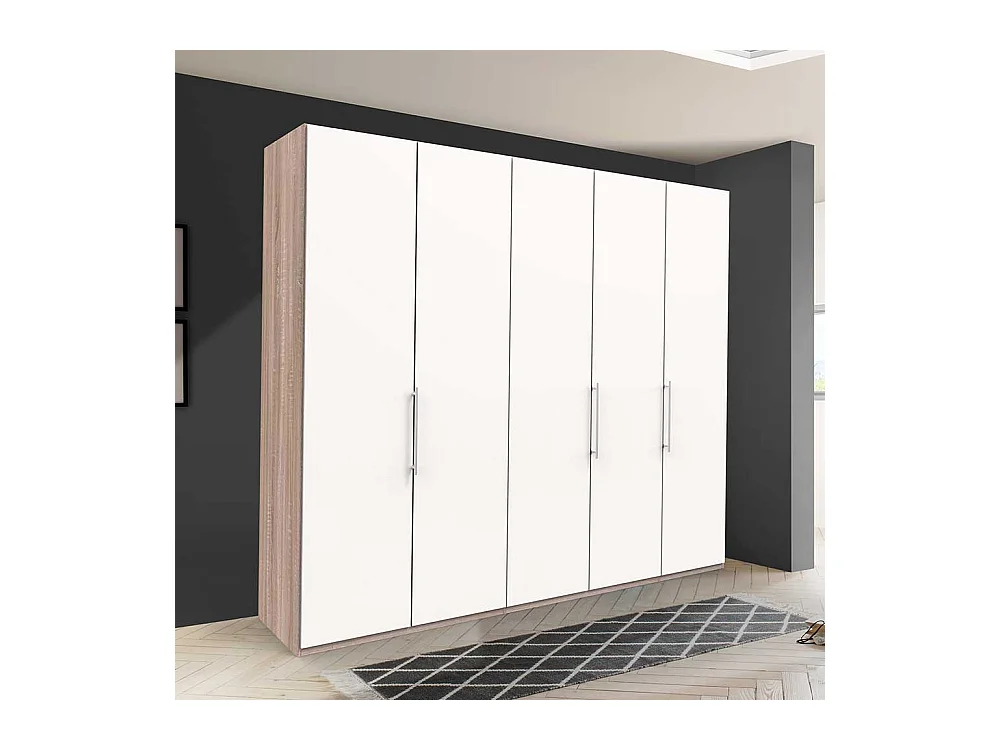 Falttüren Kleiderschrank in Weiß Eiche Sägerau