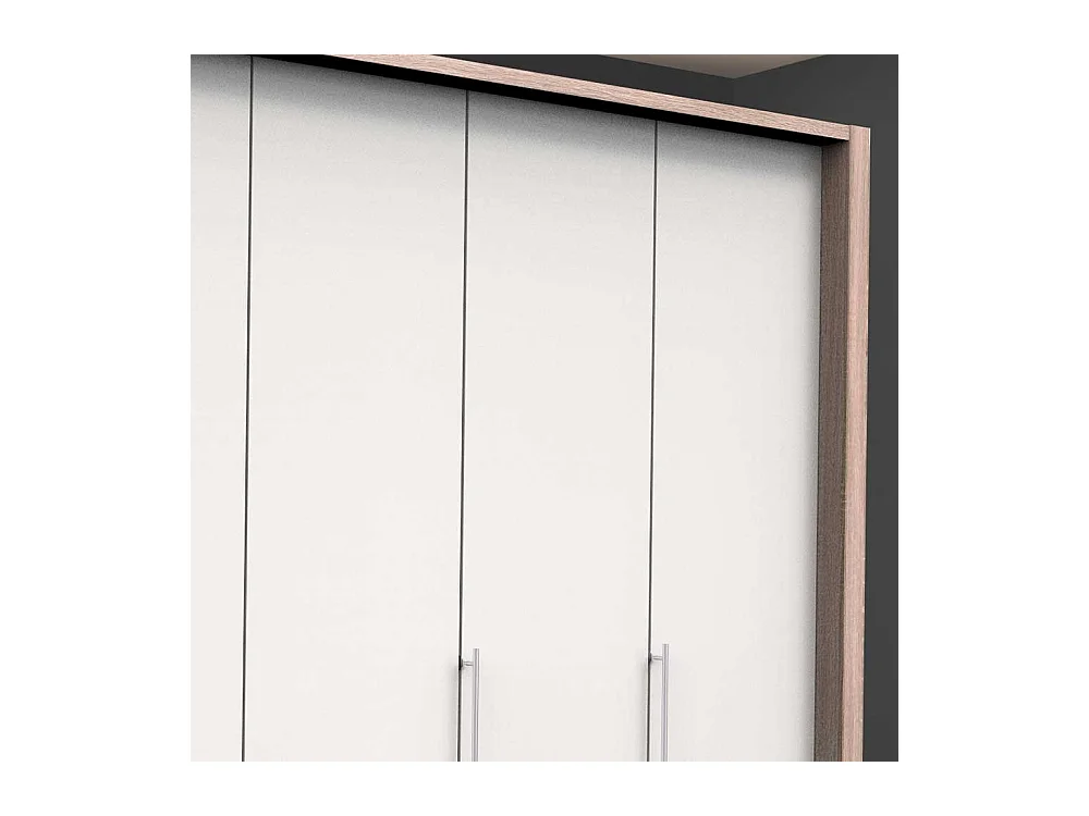 Falttüren Kleiderschrank in Weiß Eiche Sägerau