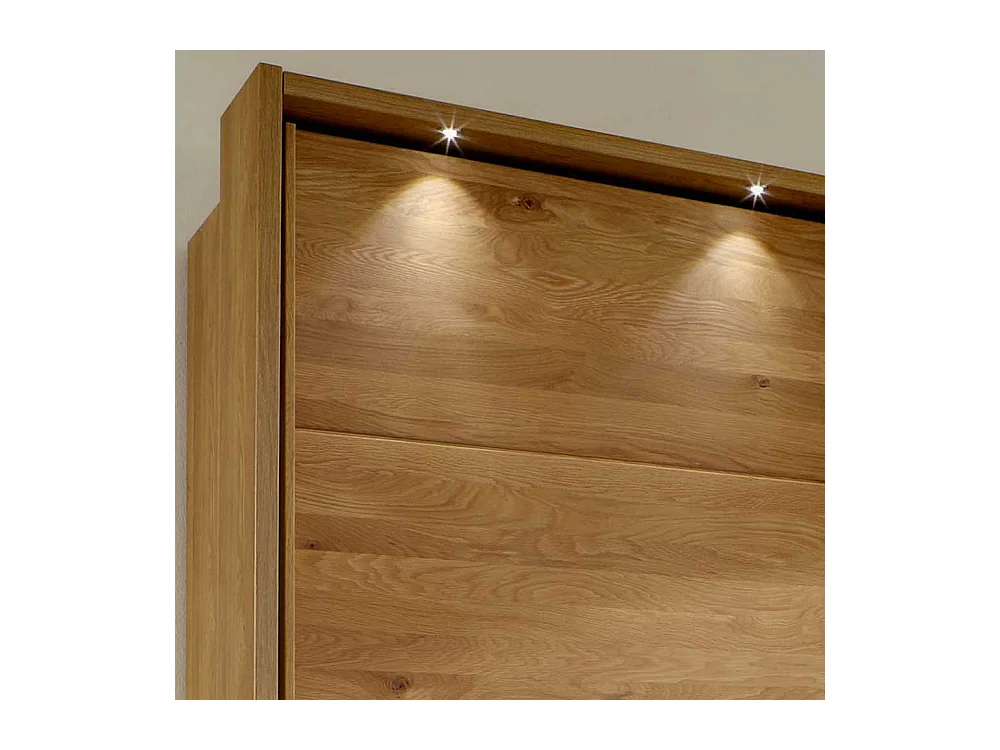 Gleittürenschrank in Beige Glas Eiche Bianco