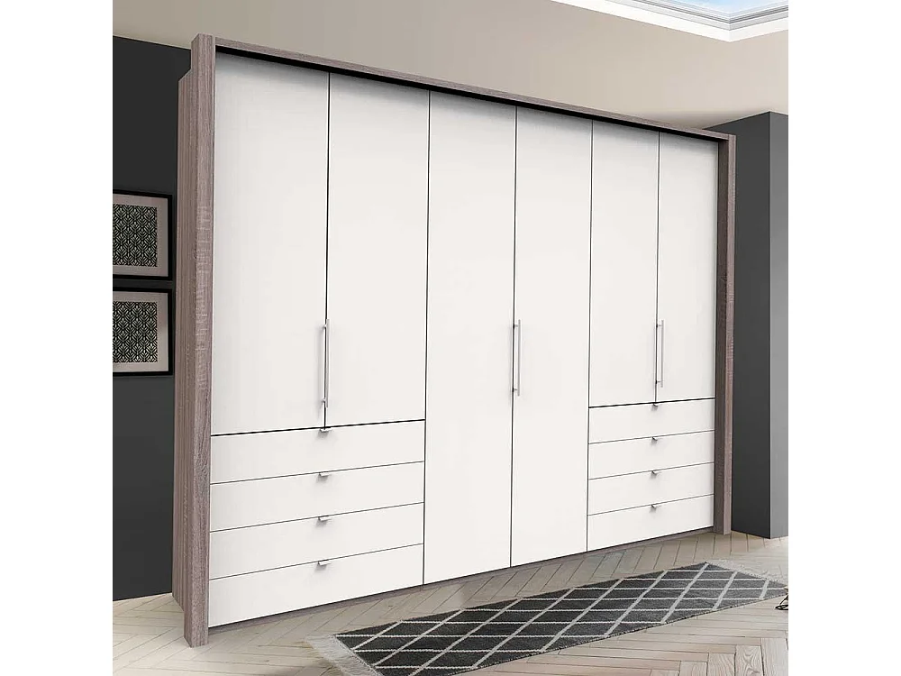 Gleittüren Kleiderschrank mit acht Schubladen modern
