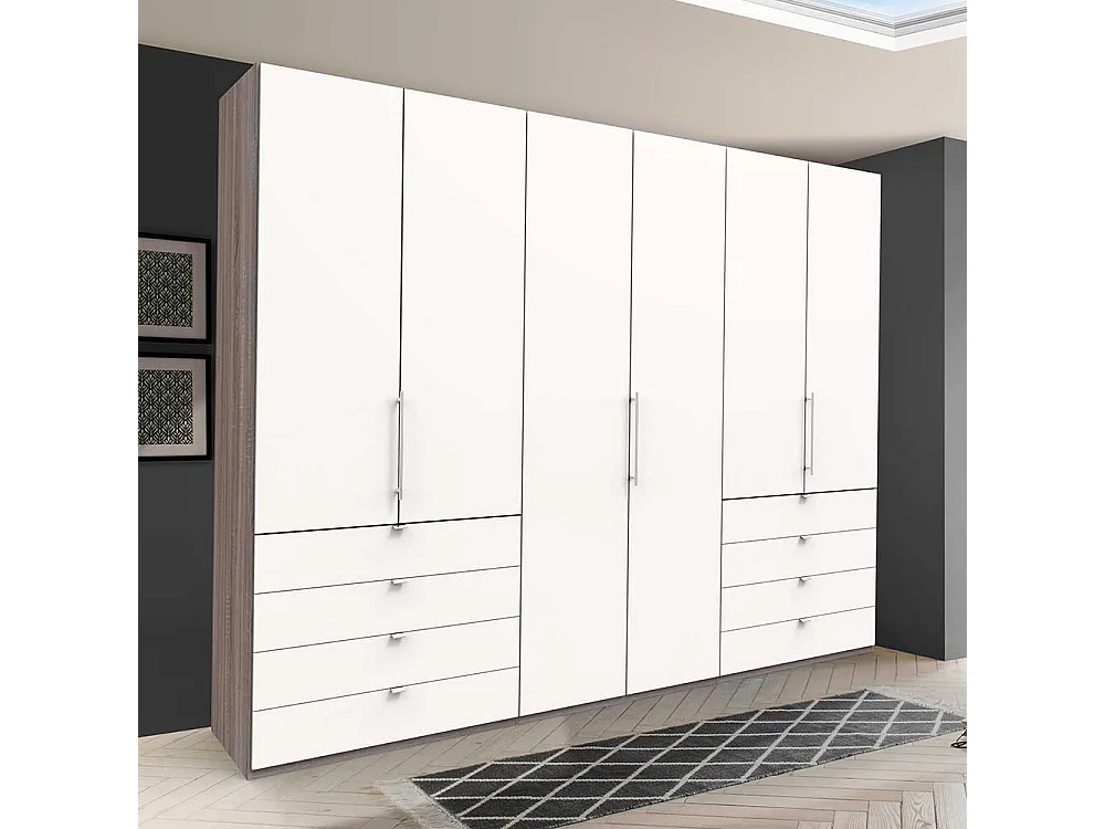 Gleittüren Kleiderschrank mit acht Schubladen modern
