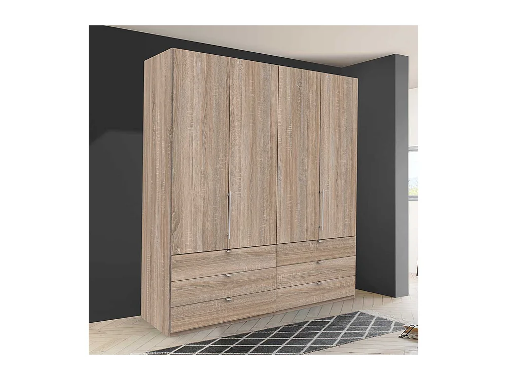 XL Falttüren Kleiderschrank mit sechs Schubladen Eiche Sägerau