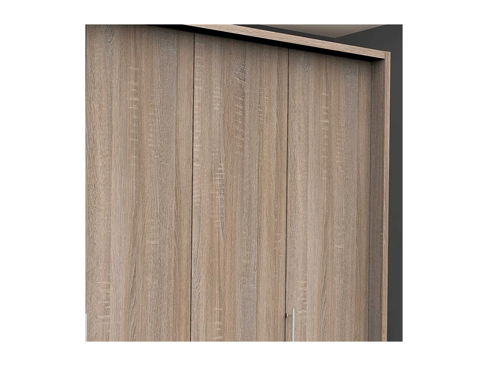 XL Falttüren Kleiderschrank mit sechs Schubladen Eiche Sägerau