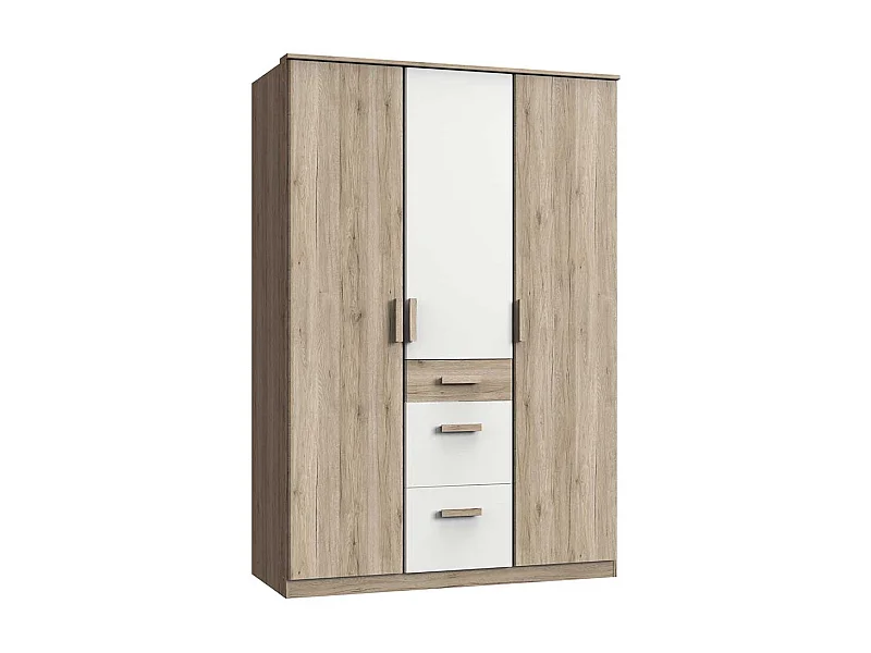 Kleiderschrank zweifarbig mit drei Schubladen Drehtüren