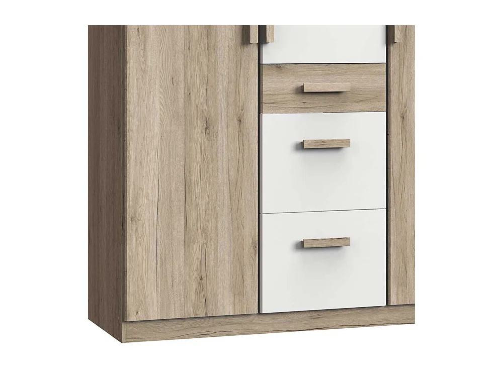 Kleiderschrank zweifarbig mit drei Schubladen Drehtüren