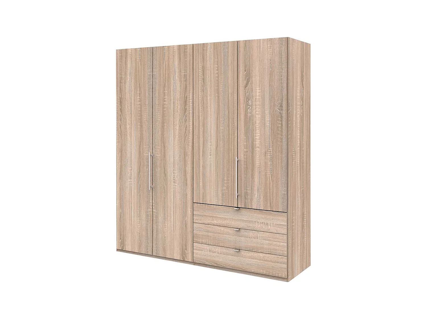 Moderner Kleiderschrank mit Falttüren und drei Schubladen Eiche Sägerau