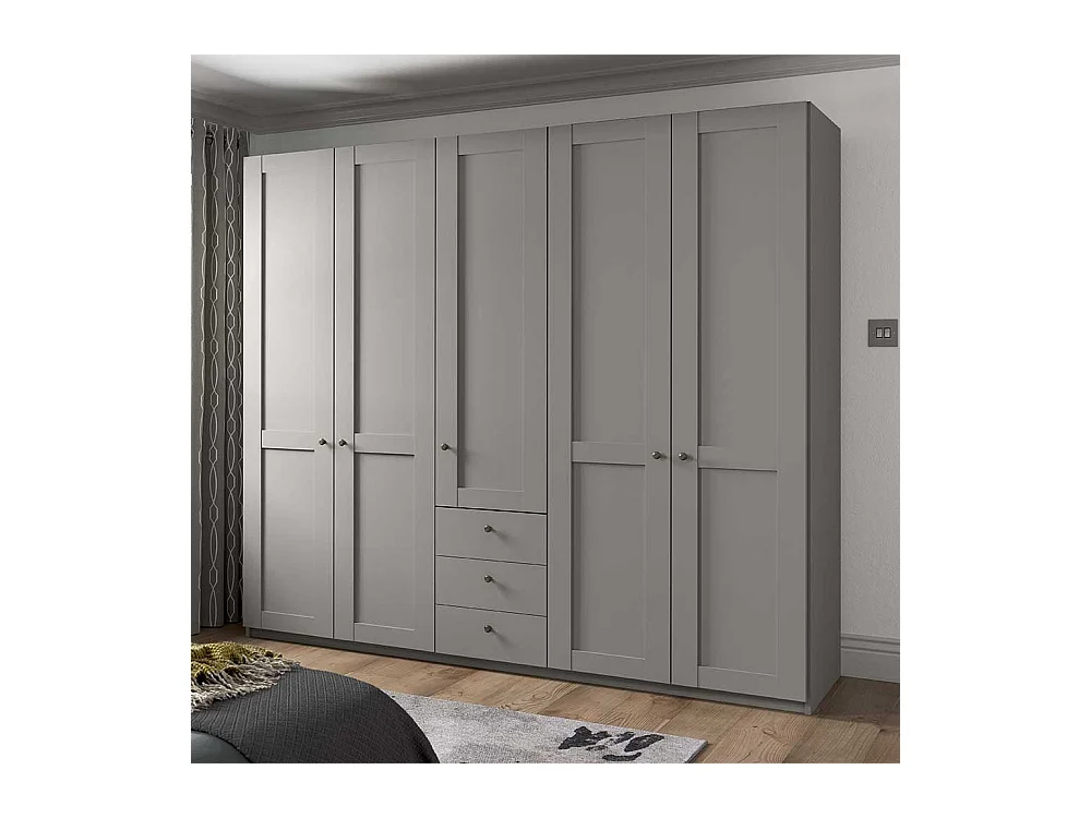 Landhaus Design Schlafzimmerschrank in Hellgrau 250 cm breit