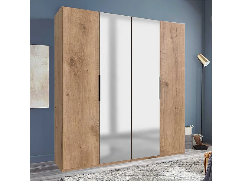 Kleiderschrank mit 4 Türen in Plankeneiche NB 200 cm breit