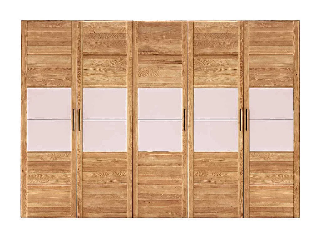 Schlafzimmerschrank massiv aus Wildeiche & Glas 5 Drehtüren