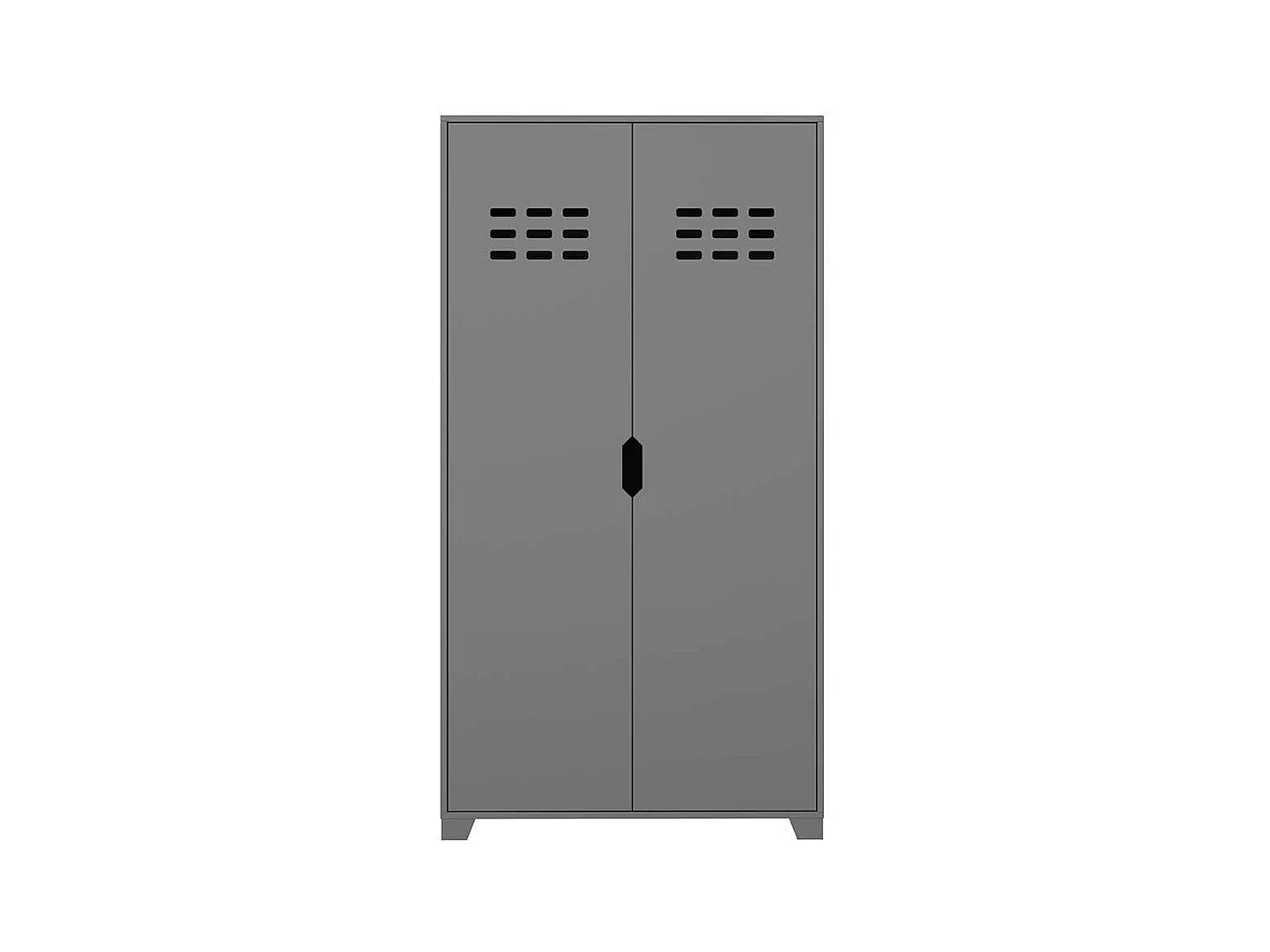 Kleiderschrank aus MDF Grau lackiert 2 Kleiderstangen