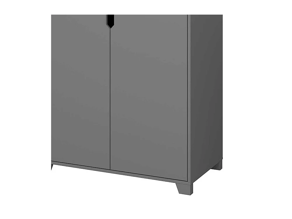 Kleiderschrank aus MDF Grau lackiert 2 Kleiderstangen