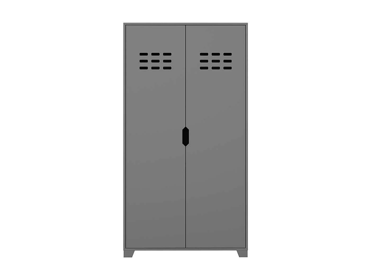 Kleiderschrank aus MDF Grau lackiert 2 Kleiderstangen