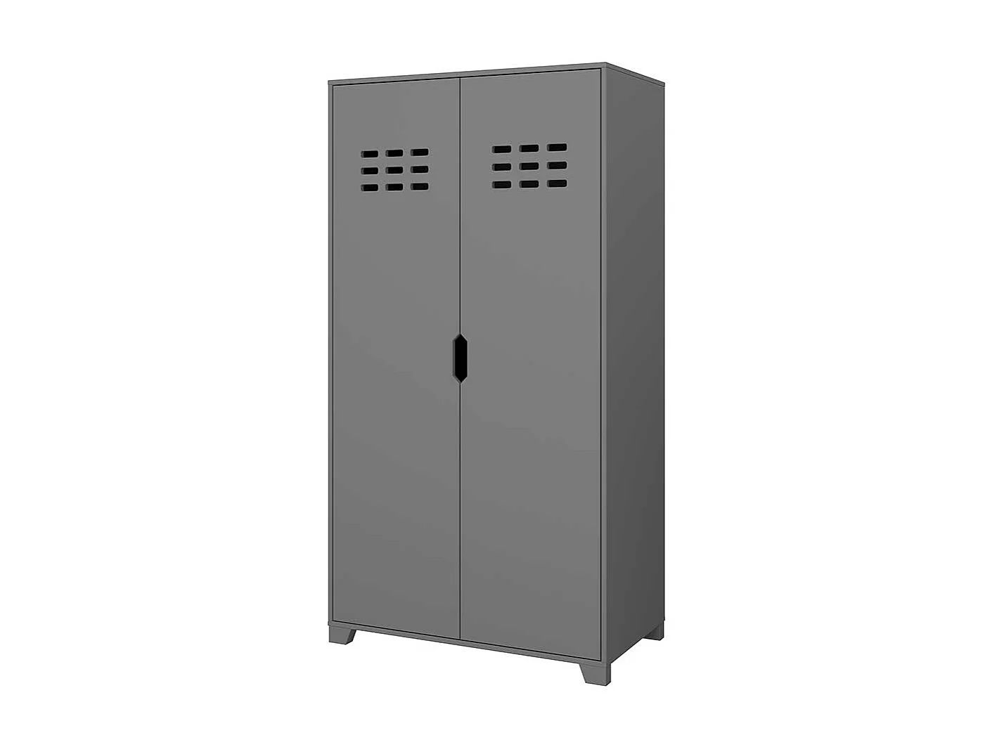 Kleiderschrank aus MDF Grau lackiert 2 Kleiderstangen