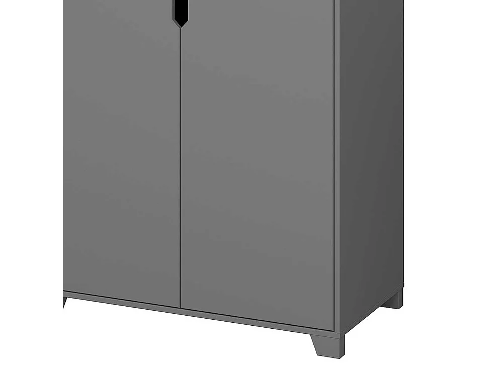 Kleiderschrank aus MDF Grau lackiert 2 Kleiderstangen