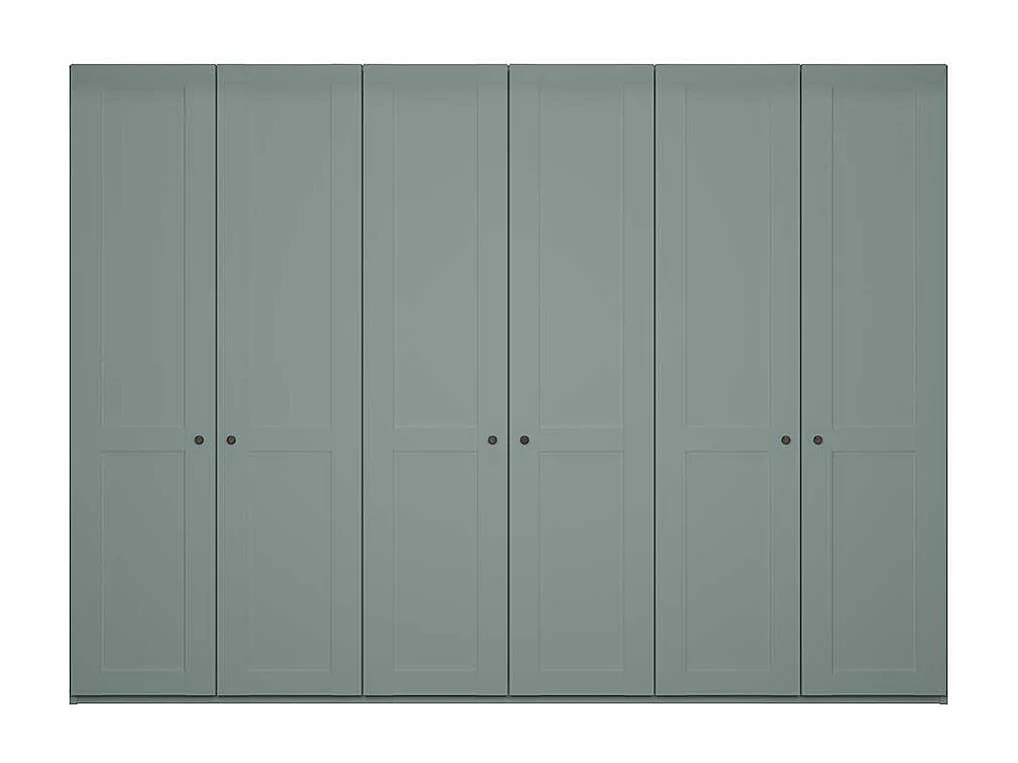 Landhausstil XL Kleiderschrank mit 6 Drehtüren Graugrün