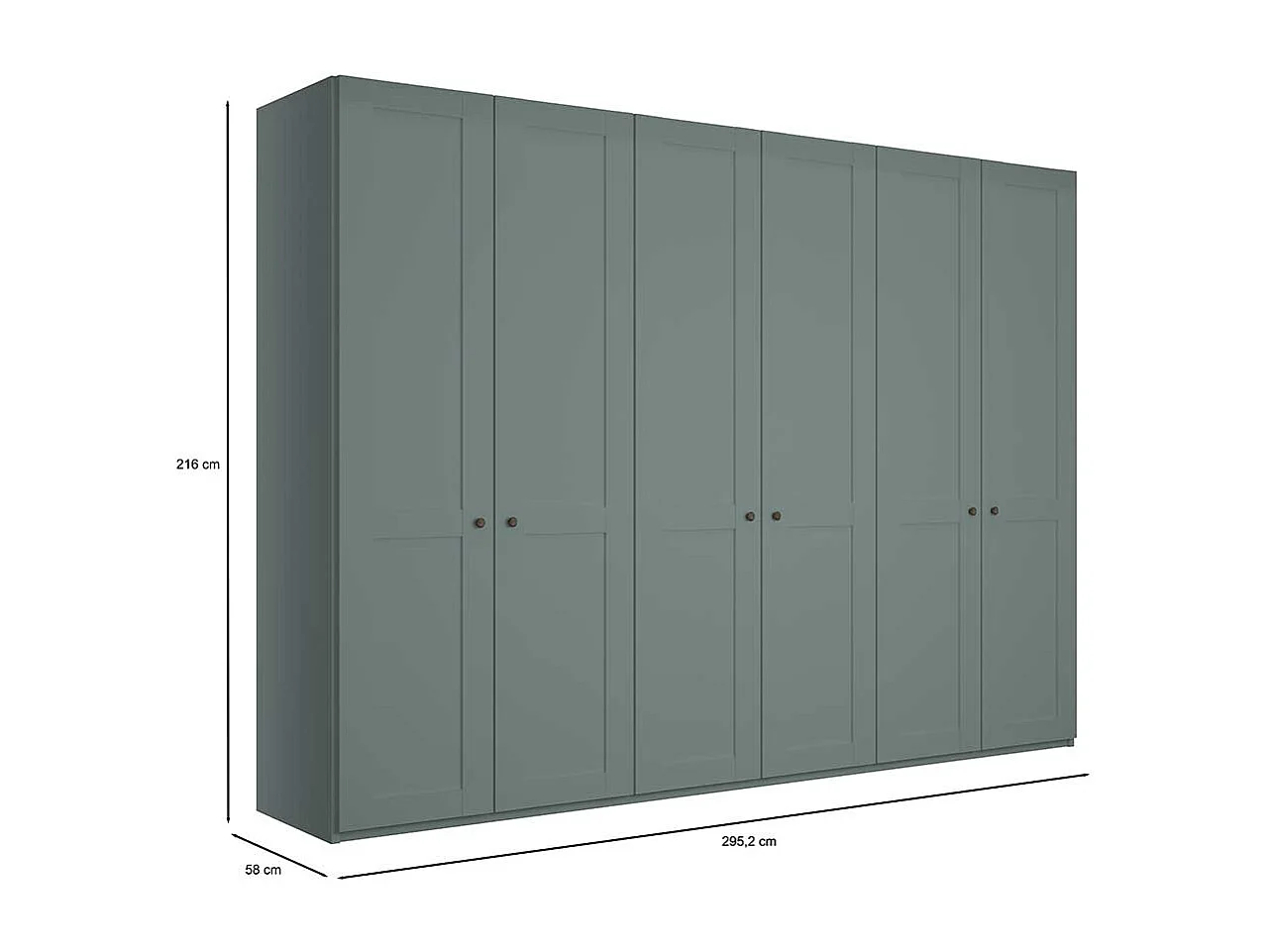 Landhausstil XL Kleiderschrank mit 6 Drehtüren Graugrün