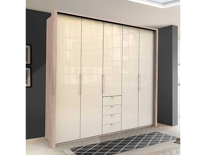 Moderner Schlafzimmerschrank mit vier Schubladen 3 türig