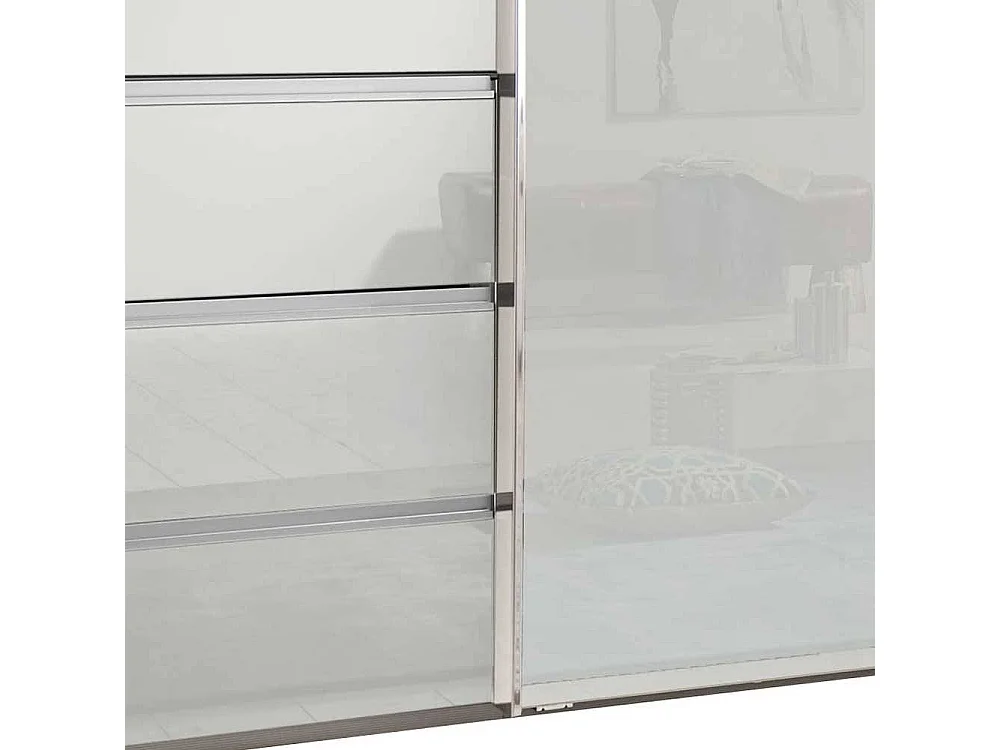 Schwebetürenkleiderschrank weiß Front glasbeschichtet Made in Germany