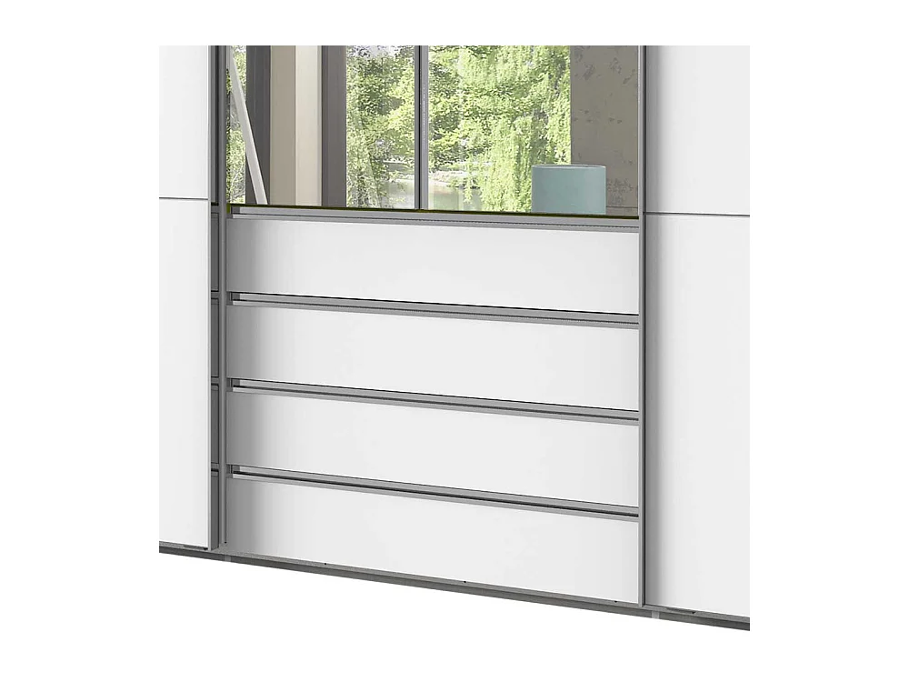 Weißer Kleiderschrank 300 cm in Weiß Dreh- und Schiebetüren