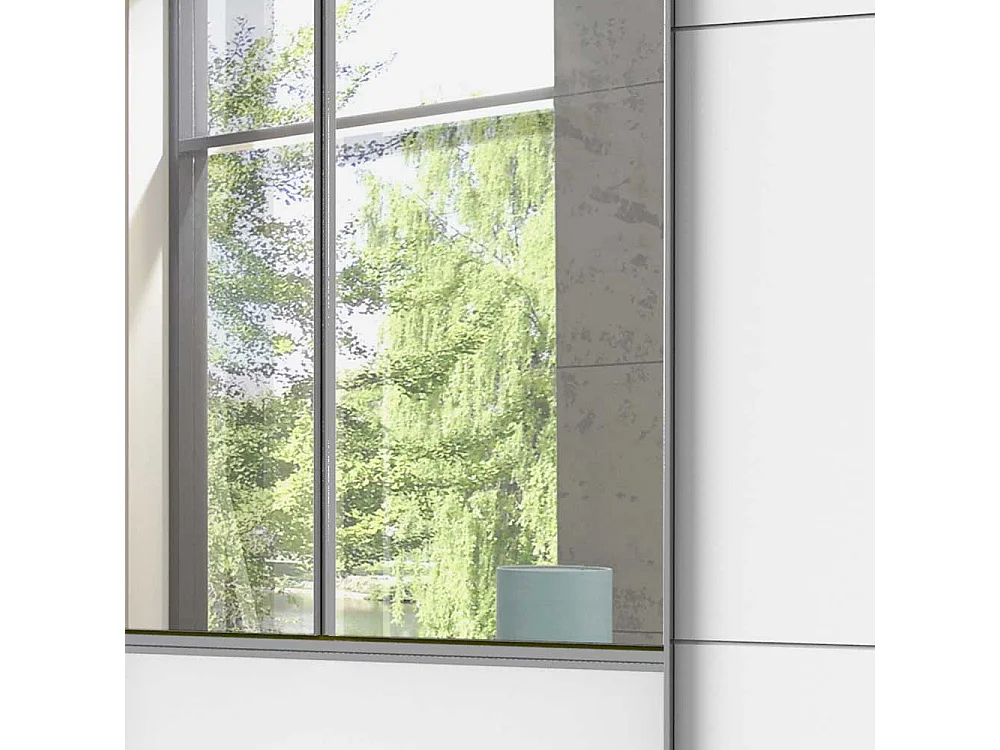 Weißer Kleiderschrank 300 cm in Weiß Dreh- und Schiebetüren