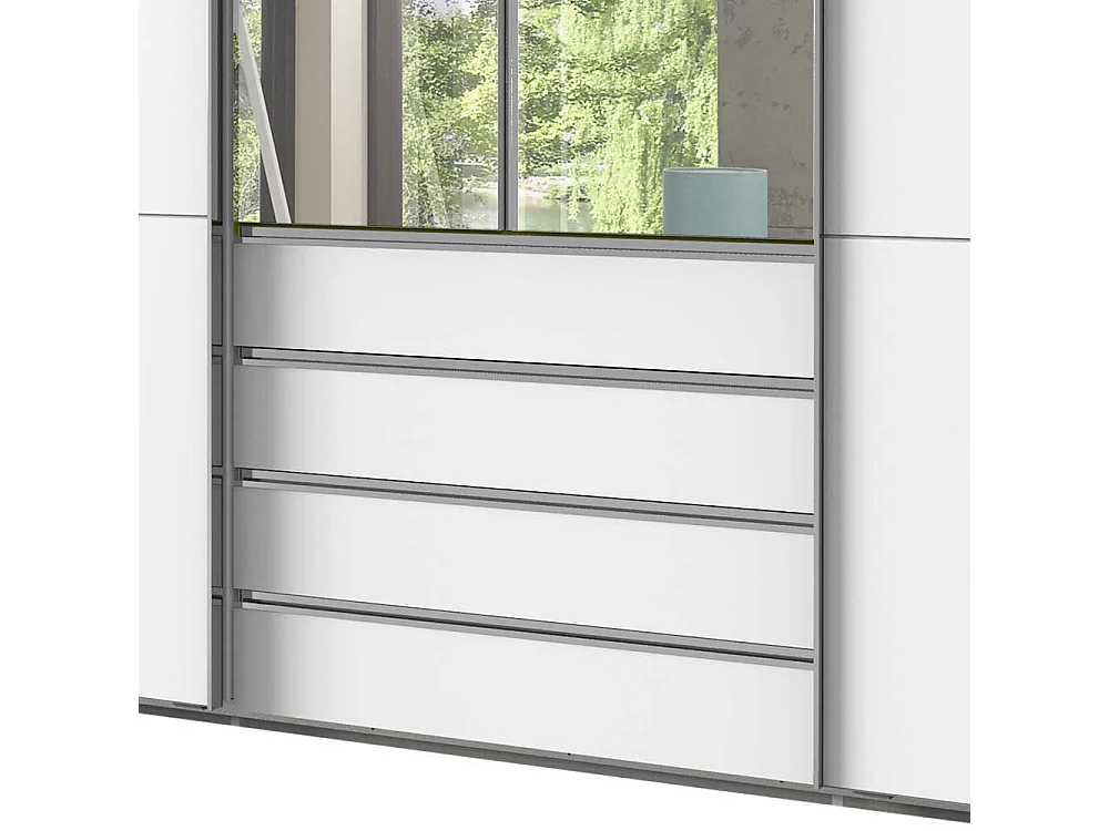 Weißer Kleiderschrank 300 cm in Weiß Dreh- und Schiebetüren