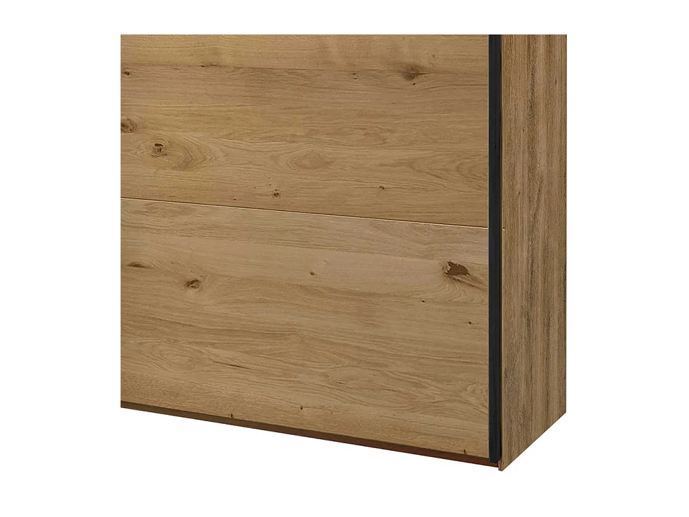 Gleittürenschrank in Wildeiche Bianco und Dunkelgrau 300 cm breit