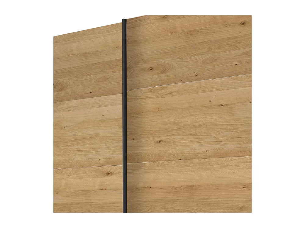 Gleittürenschrank in Wildeiche Bianco und Dunkelgrau 300 cm breit