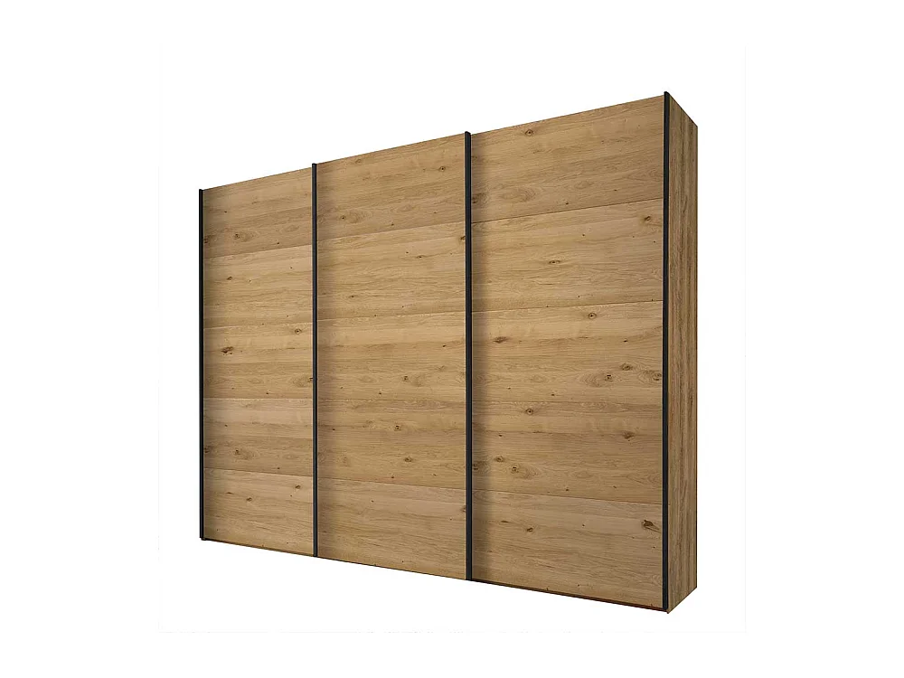 Gleittürenschrank in Wildeiche Bianco und Dunkelgrau 300 cm breit