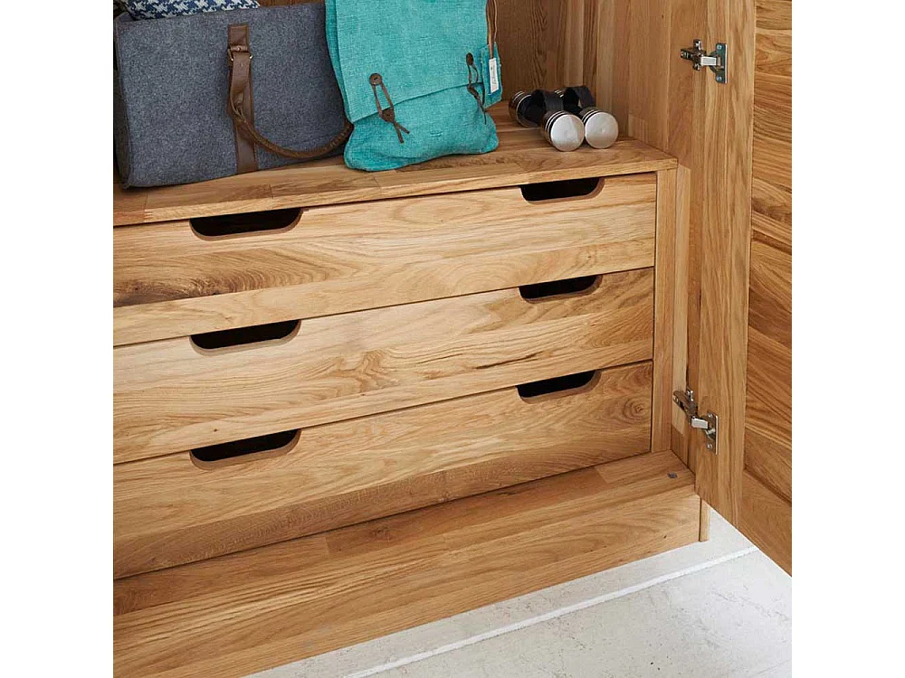 Wildeiche Kleiderschrank mit Spiegel massiv